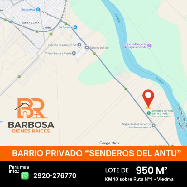 Terreno en Barrio Privado Senderos del Antú – 950 M² Viedma, Río Negro.