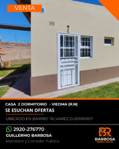 Casa en venta de 2 Dormitorios - Barrio Álvarez Guerrero, Viedma