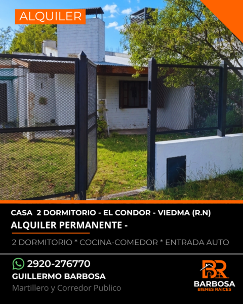 Casa en alquiler permanente · Balneario El Cóndor - 2 Dormitorios