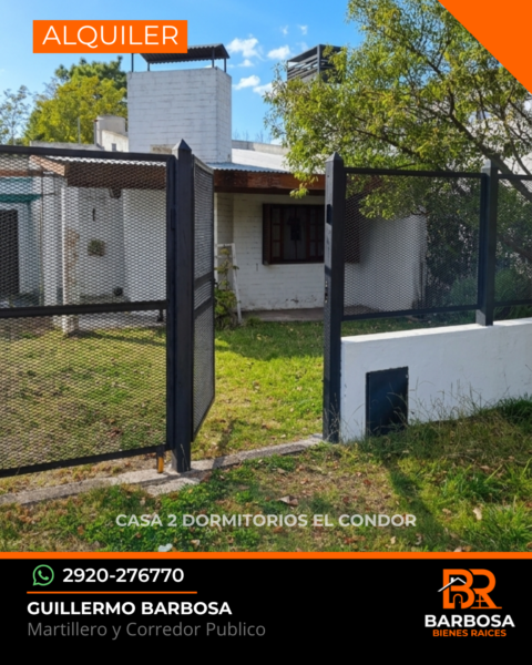 Casa en alquiler permanente · Balneario El Cóndor - 2 Dormitorios