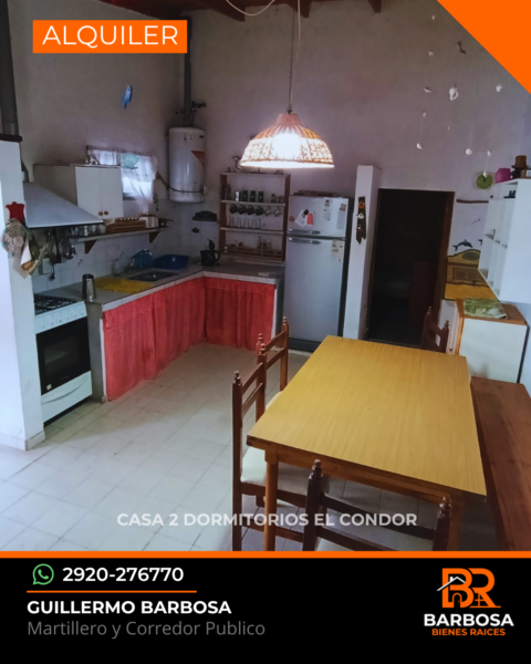 Casa en alquiler permanente · Balneario El Cóndor - 2 Dormitorios