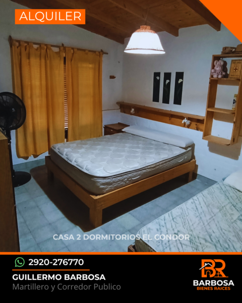 Casa en alquiler permanente · Balneario El Cóndor - 2 Dormitorios